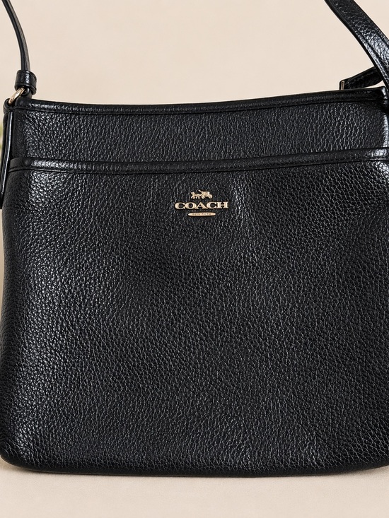 Coach Handbags - Coach F28035 Black Pebbled Leather Crossbody Bag Gold Hardware